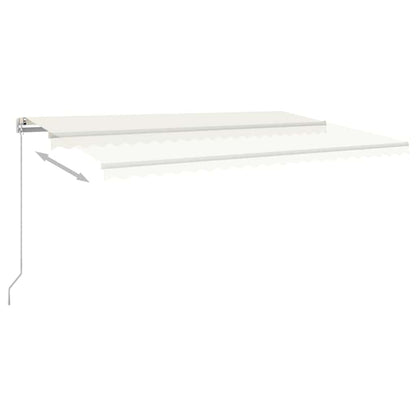 Manual Awning with Solar LED 5 x 3 m with White Frame Drop 300 cm Width 500 cm Cream