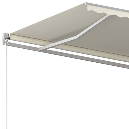 Manual Awning with Solar LED 5 x 3 m with White Frame Drop 300 cm Width 500 cm Cream