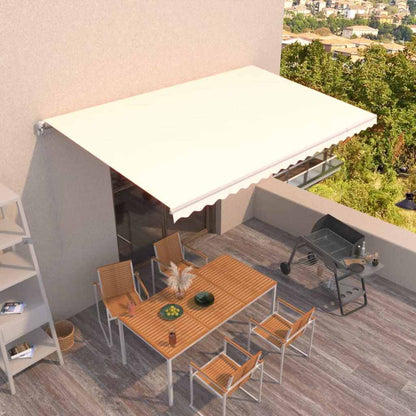 Manual Awning with Solar LED 5 x 3 m with White Frame Drop 300 cm Width 500 cm Cream