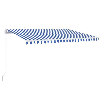 Manual Retractable Awning with LED with White Frame Drop 350 cm Blue and white 400 cm