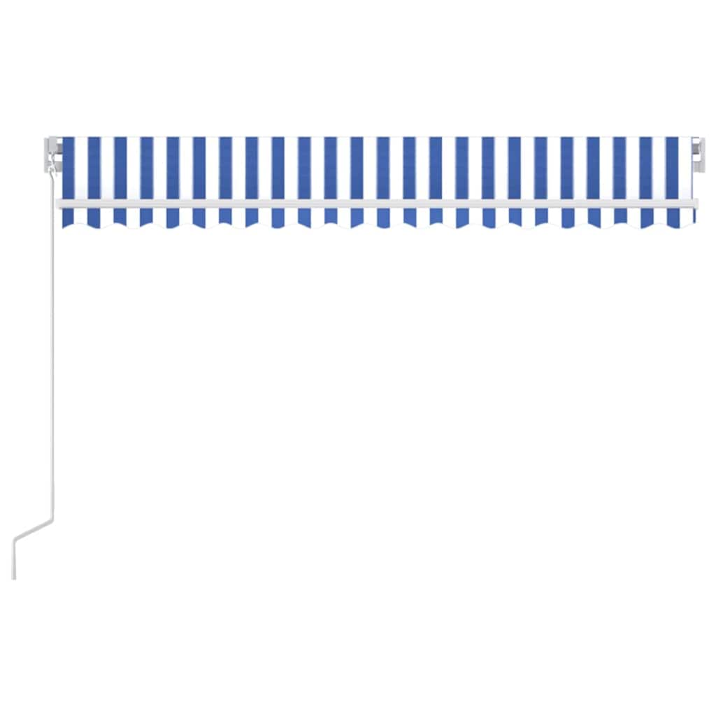 Manual Retractable Awning with LED with White Frame Drop 350 cm Blue and white 400 cm
