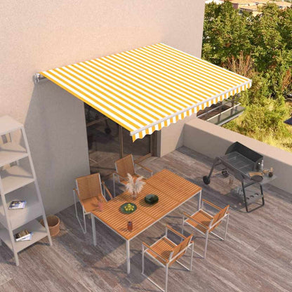 Manual Retractable Awning 450x350 cm with White Frame Yellow and white