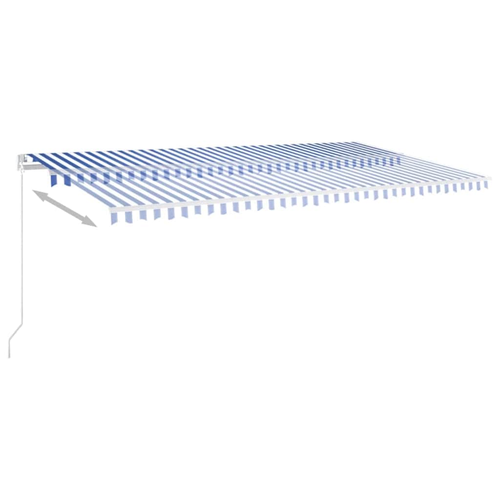 Manual Retractable Awning 600x350 cm with White Frame Blue and white