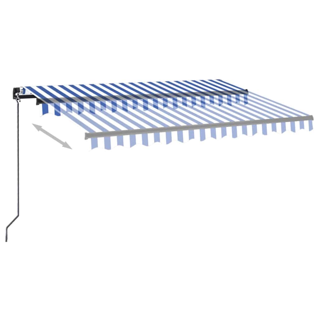 vidaXL Manual Retractable Awning with LED 350x250 cm Blue and White 6