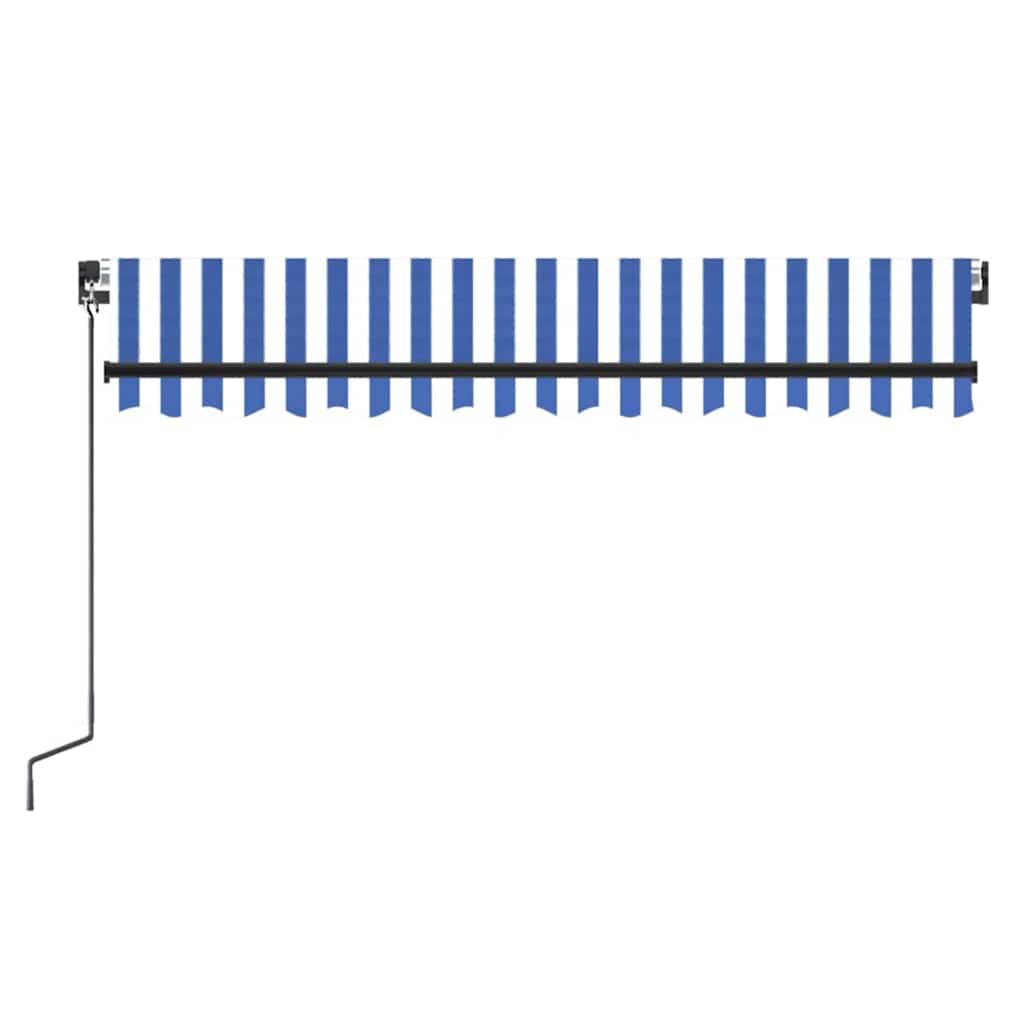 vidaXL Manual Retractable Awning with LED 350x250 cm Blue and White 3
