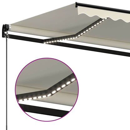 Manual Retractable Awning with LED Drop 250 cm Cream 350 cm