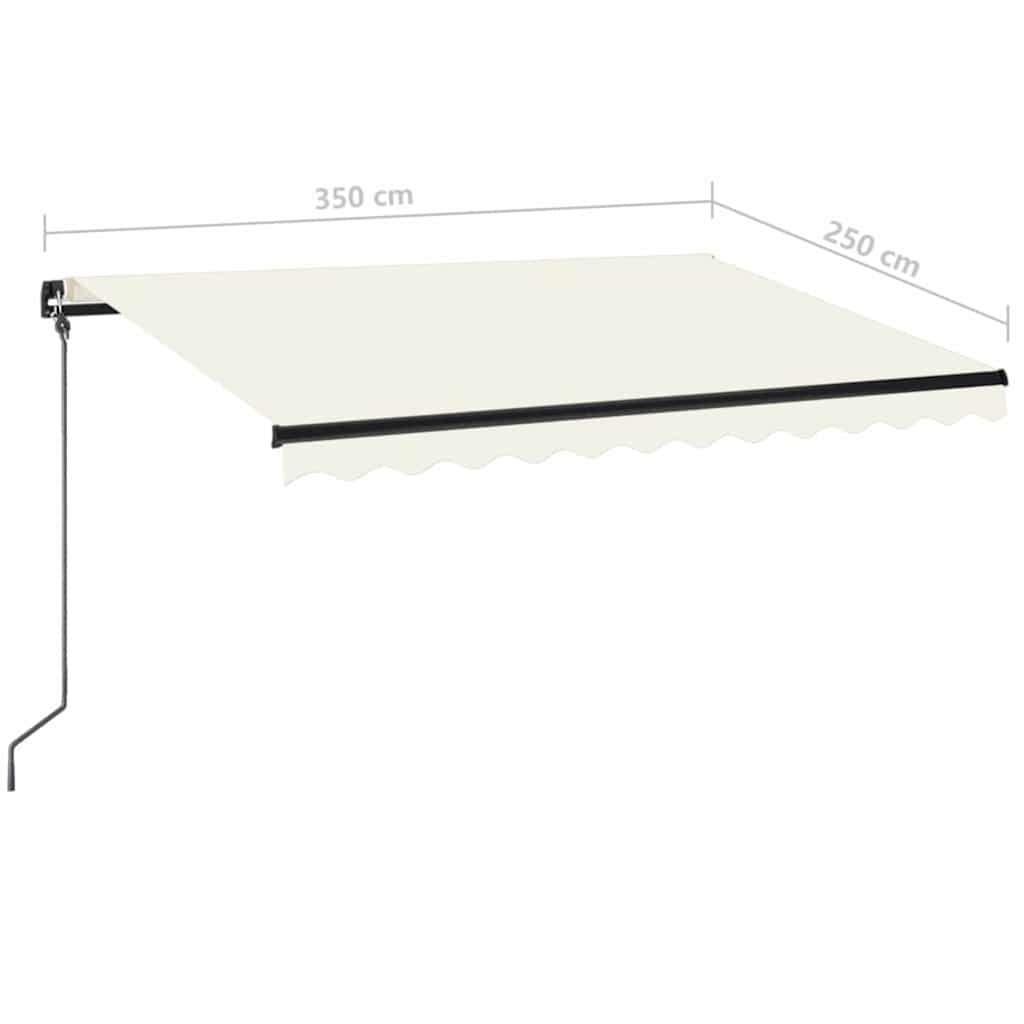 vidaXL Manual Retractable Awning with LED 350x250 cm Cream 6
