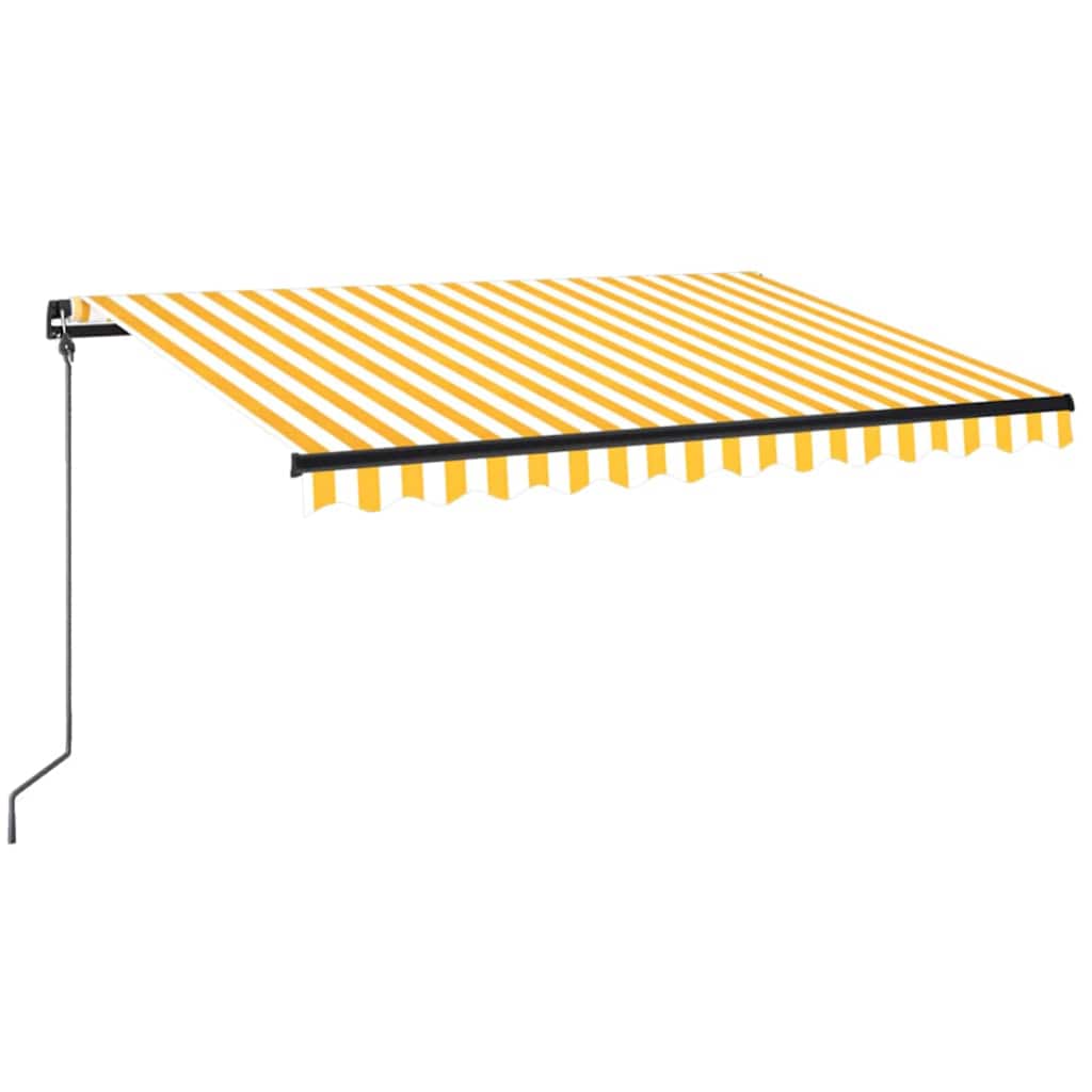 vidaXL Manual Retractable Awning with LED 350x250 cm Yellow and White 2