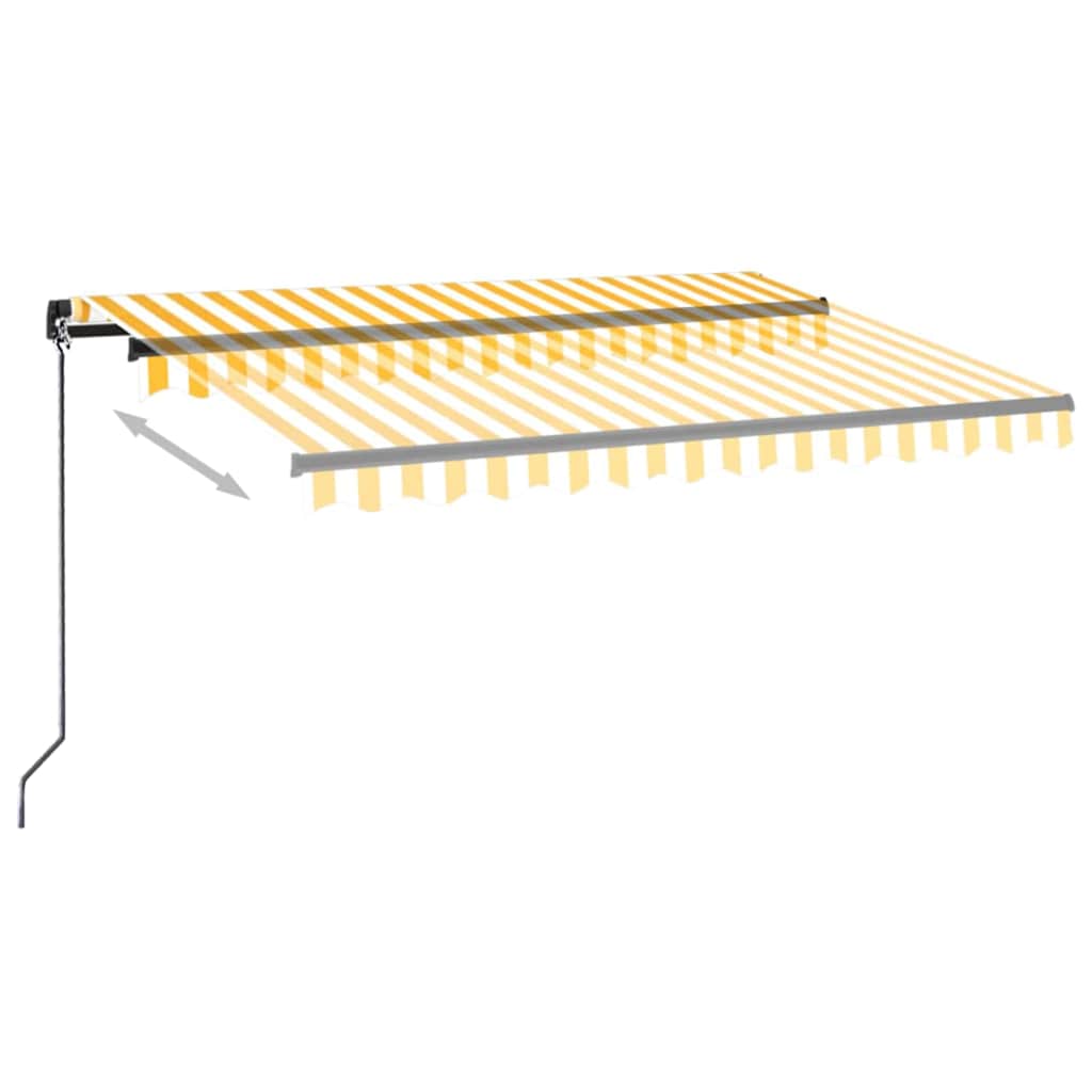 vidaXL Manual Retractable Awning with LED 350x250 cm Yellow and White 6