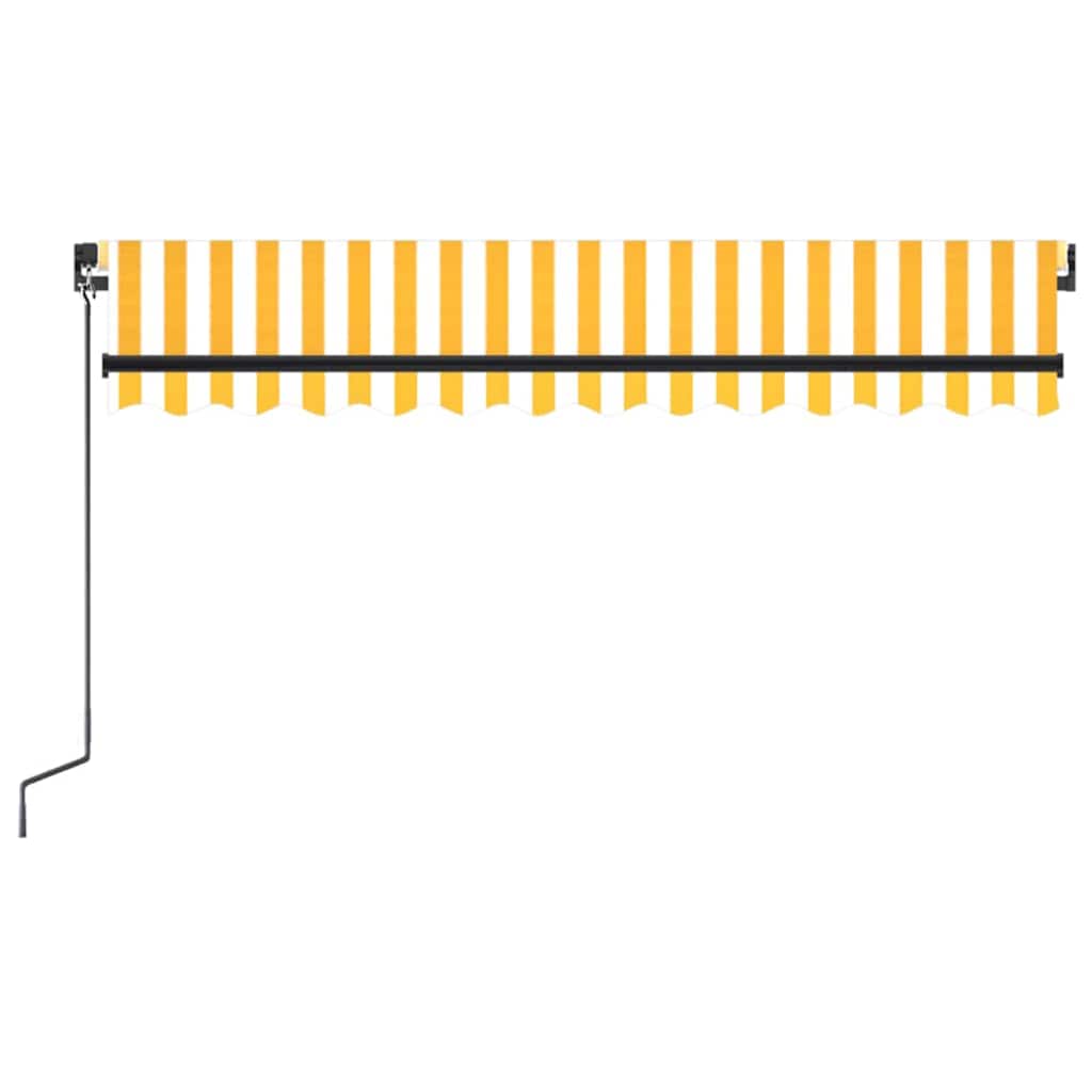 vidaXL Manual Retractable Awning with LED 350x250 cm Yellow and White 3
