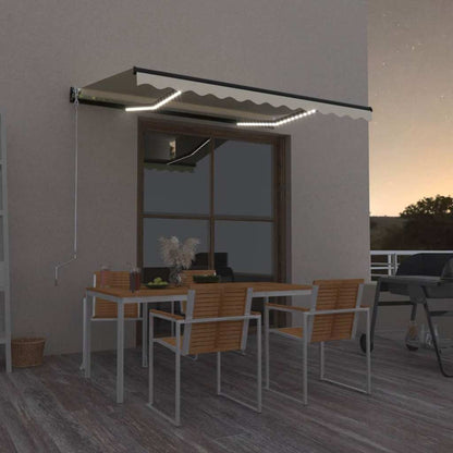 vidaXL Manual Retractable Awning with LED 350x250 cm Yellow and White 1