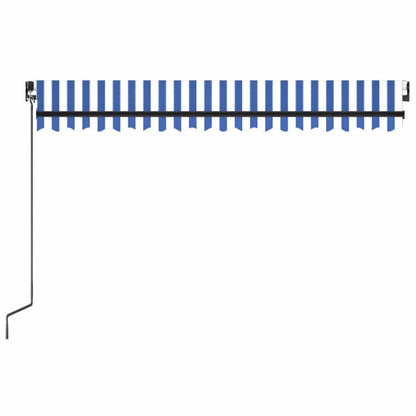 Manual Retractable Awning with LED Drop 300 cm Blue and white 400 cm