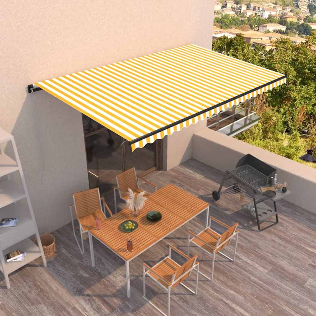 Manual Retractable Awning Drop 300 cm Yellow and white