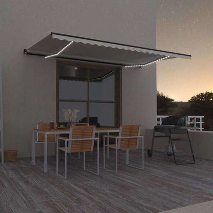 Manual Retractable Awning with LED Drop 300 cm Cream 500 cm