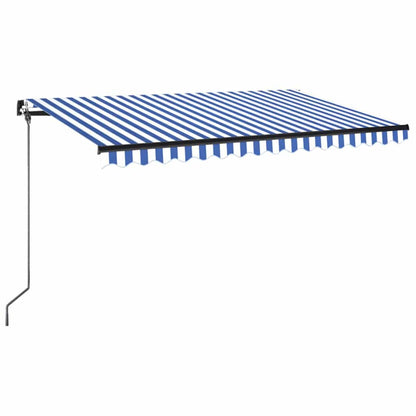 vidaXL Manual Retractable Awning 400x350 cm Blue and White 2