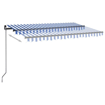 vidaXL Manual Retractable Awning 400x350 cm Blue and White 6