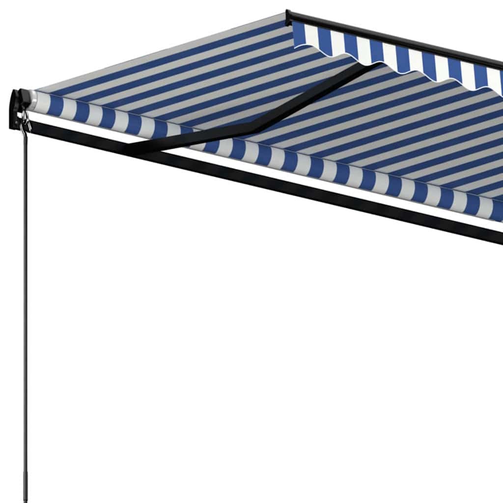 vidaXL Manual Retractable Awning 400x350 cm Blue and White 4
