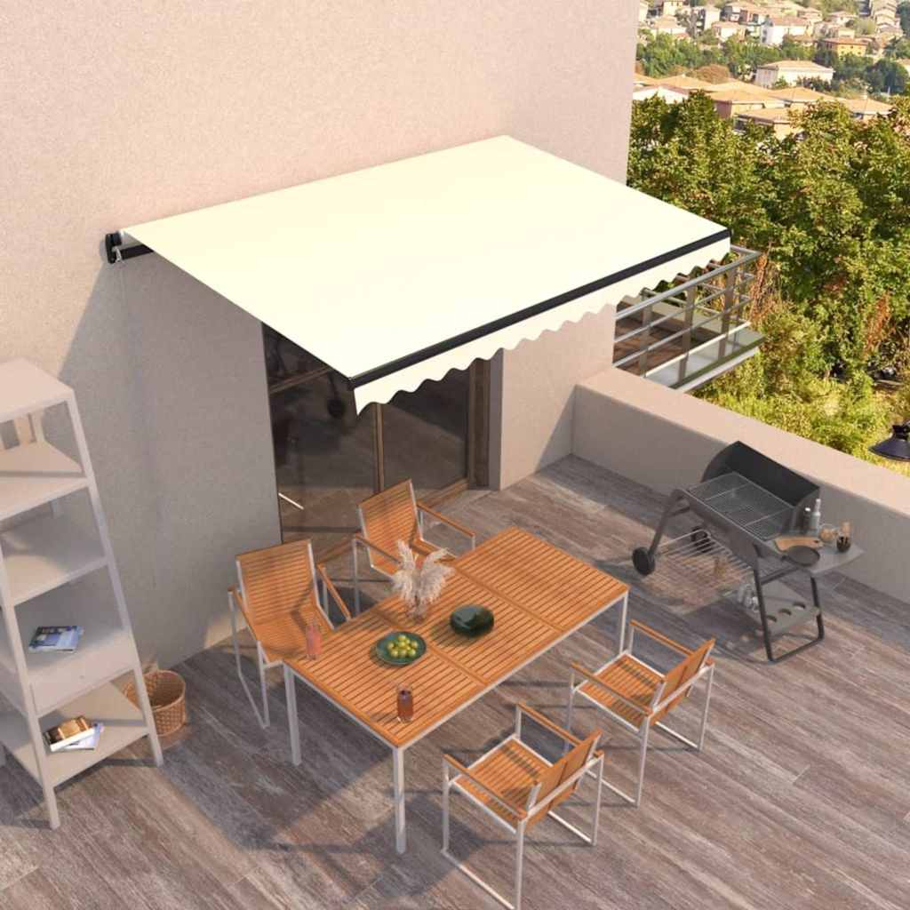 vidaXL Manual Retractable Awning 400x350 cm Cream 1