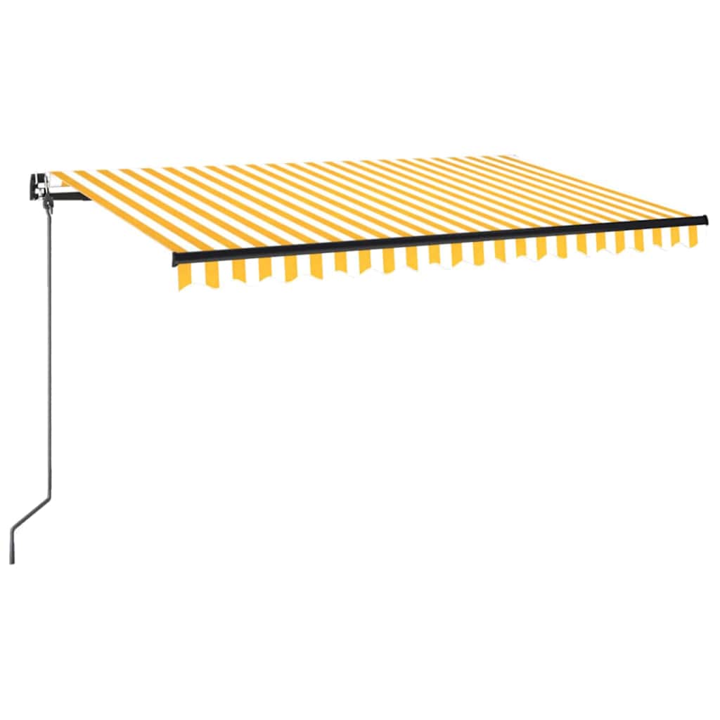 vidaXL Manual Retractable Awning 400x350 cm Yellow and White 2