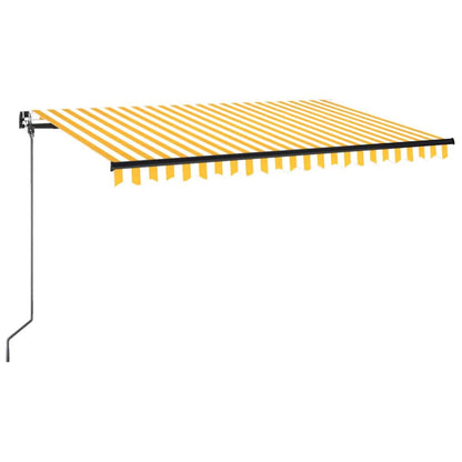 vidaXL Manual Retractable Awning 400x350 cm Yellow and White 2