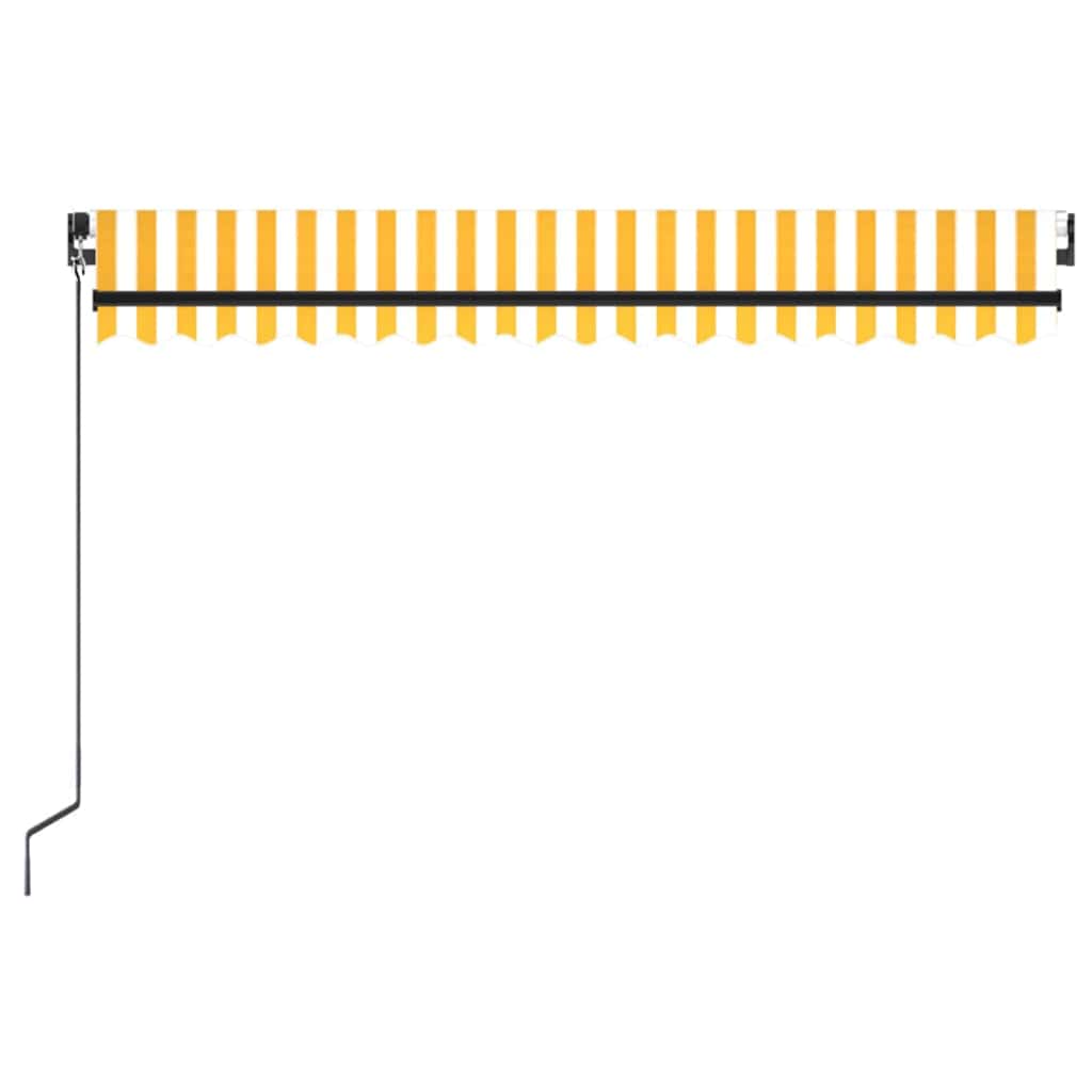 vidaXL Manual Retractable Awning 400x350 cm Yellow and White 3