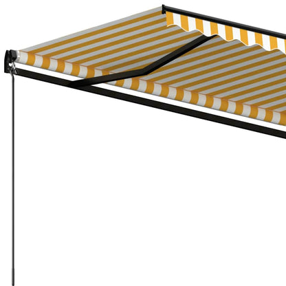 vidaXL Manual Retractable Awning 400x350 cm Yellow and White 4