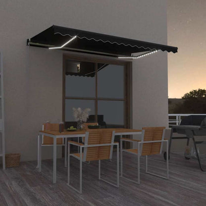 Manual Awning with Solar LED 4.5 x 3.5 m Drop 350 cm Anthracite 400 cm