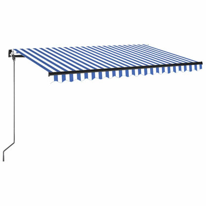 Manual Awning with Solar LED 4.5 x 3.5 m Drop 350 cm Blue and white 450 cm