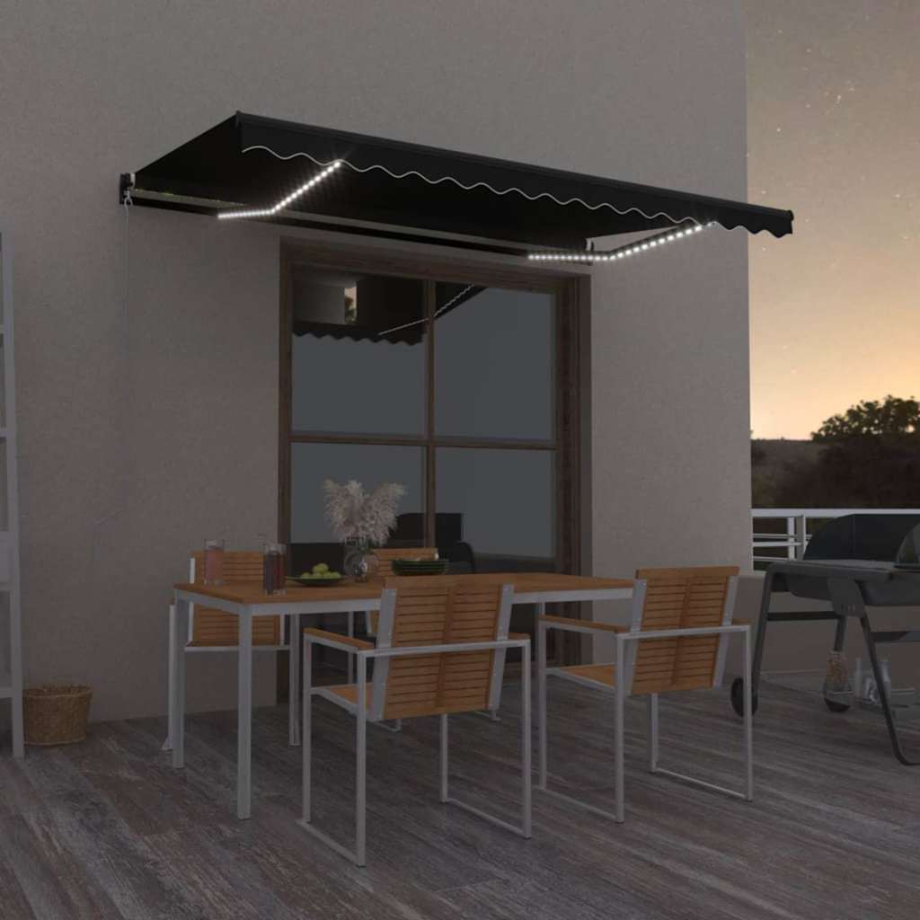 Manual Awning with Solar LED 4.5 x 3.5 m Drop 350 cm Anthracite 450 cm