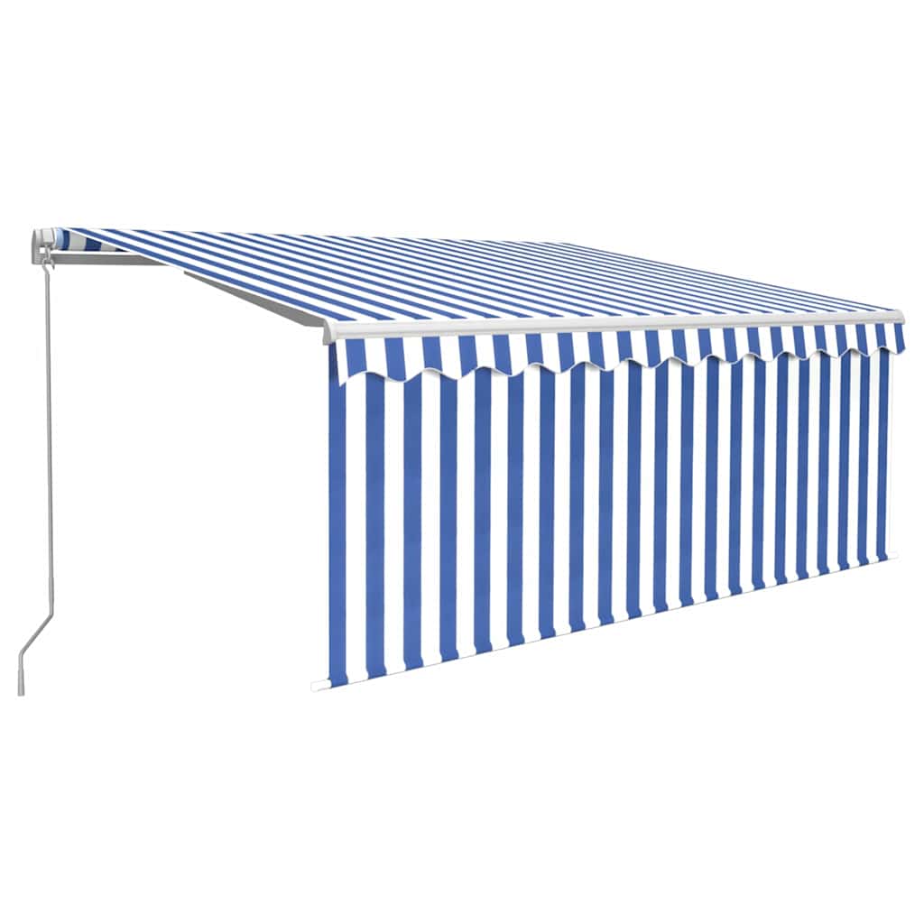 vidaXL Manual Retractable Awning with Blind 3x2.5m Blue&White 2