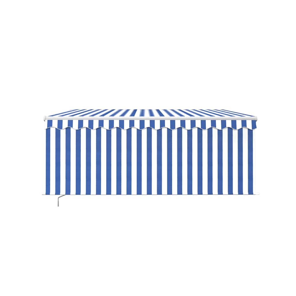 vidaXL Manual Retractable Awning with Blind 3x2.5m Blue&White 3