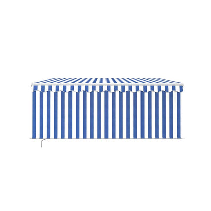vidaXL Manual Retractable Awning with Blind 3x2.5m Blue&White 3