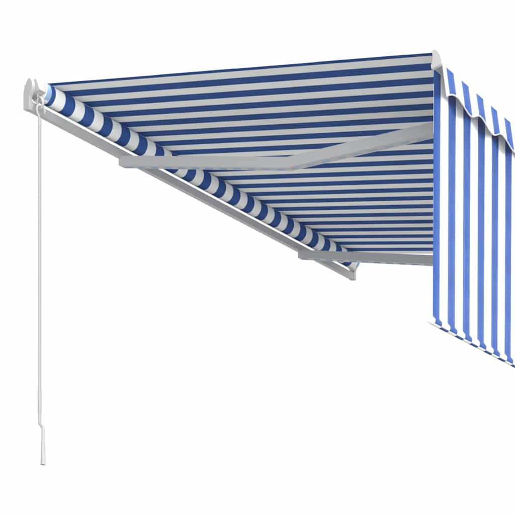 vidaXL Manual Retractable Awning with Blind 3x2.5m Blue&White 4