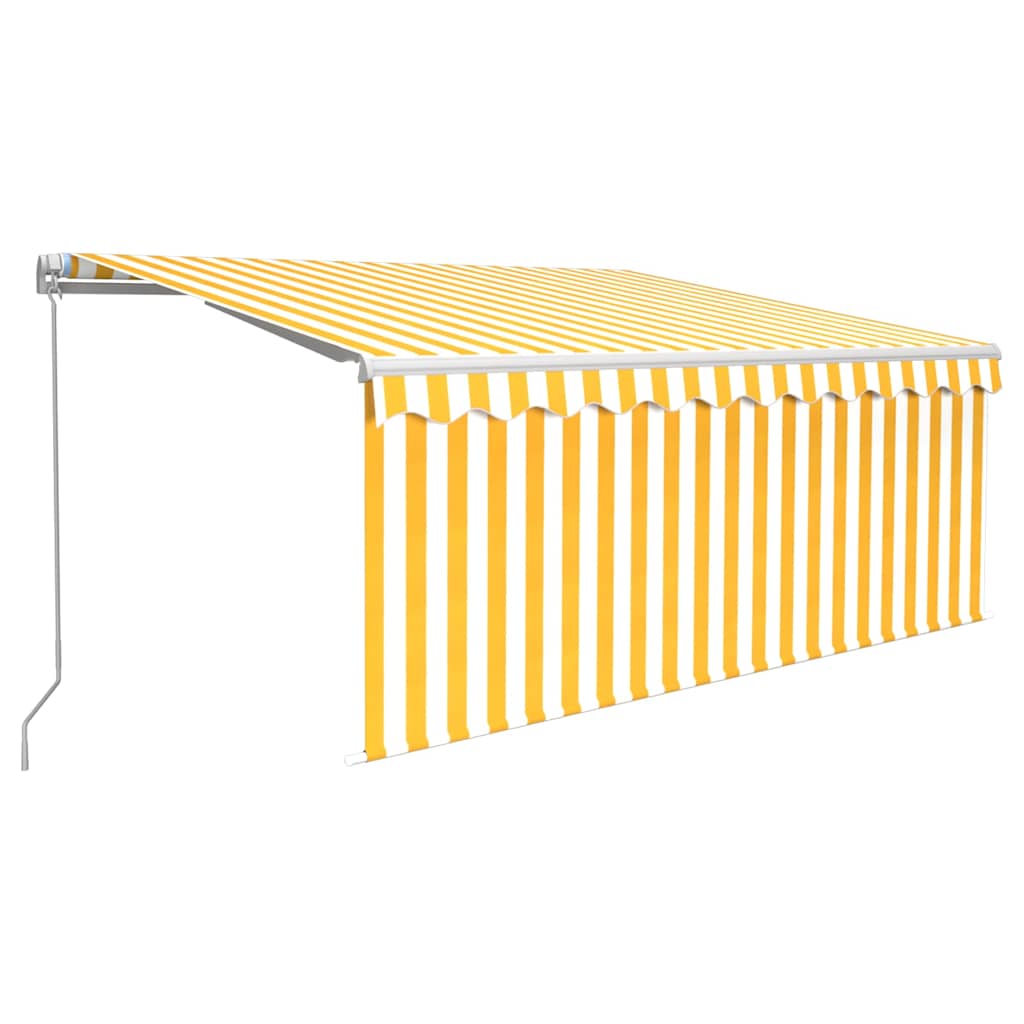 vidaXL Manual Retractable Awning with Blind 3x2.5m Yellow&White 2