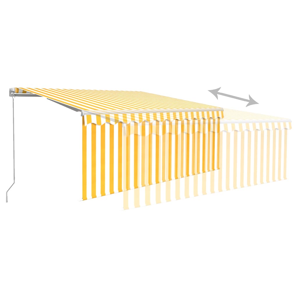 vidaXL Manual Retractable Awning with Blind 3x2.5m Yellow&White 6