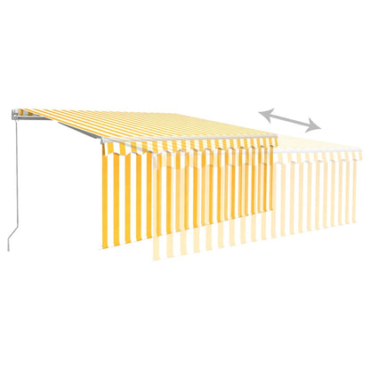 vidaXL Manual Retractable Awning with Blind 3x2.5m Yellow&White 6