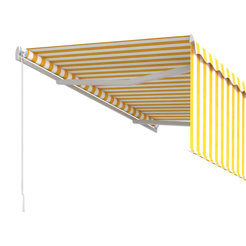 vidaXL Manual Retractable Awning with Blind 3x2.5m Yellow&White 4