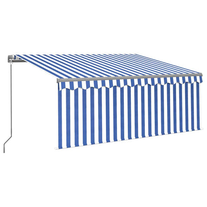 vidaXL Manual Retractable Awning with Blind&LED 3,5x2,5m Blue&White 2