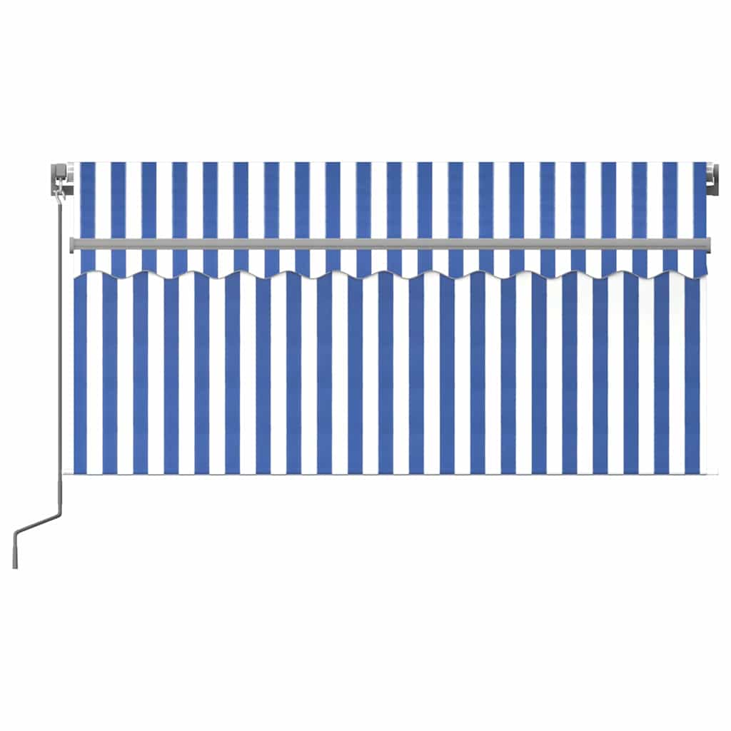 vidaXL Manual Retractable Awning with Blind&LED 3,5x2,5m Blue&White 3