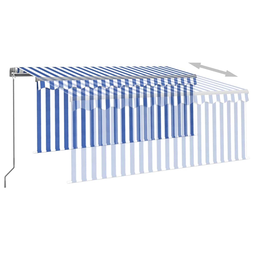 vidaXL Manual Retractable Awning with Blind&LED 3,5x2,5m Blue&White 6