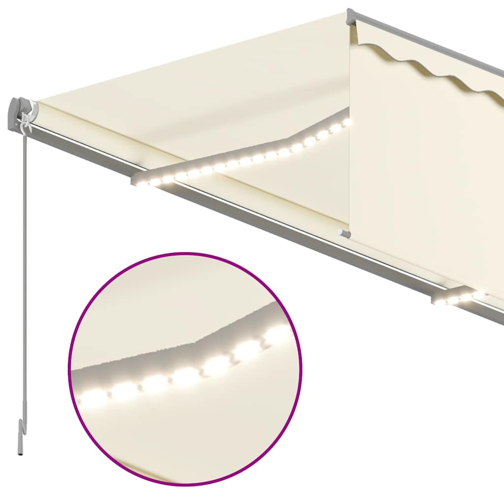 vidaXL Manual Retractable Awning with Blind&LED 3,5x2,5m Cream 4