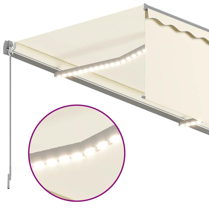 vidaXL Manual Retractable Awning with Blind&LED 3,5x2,5m Cream 4