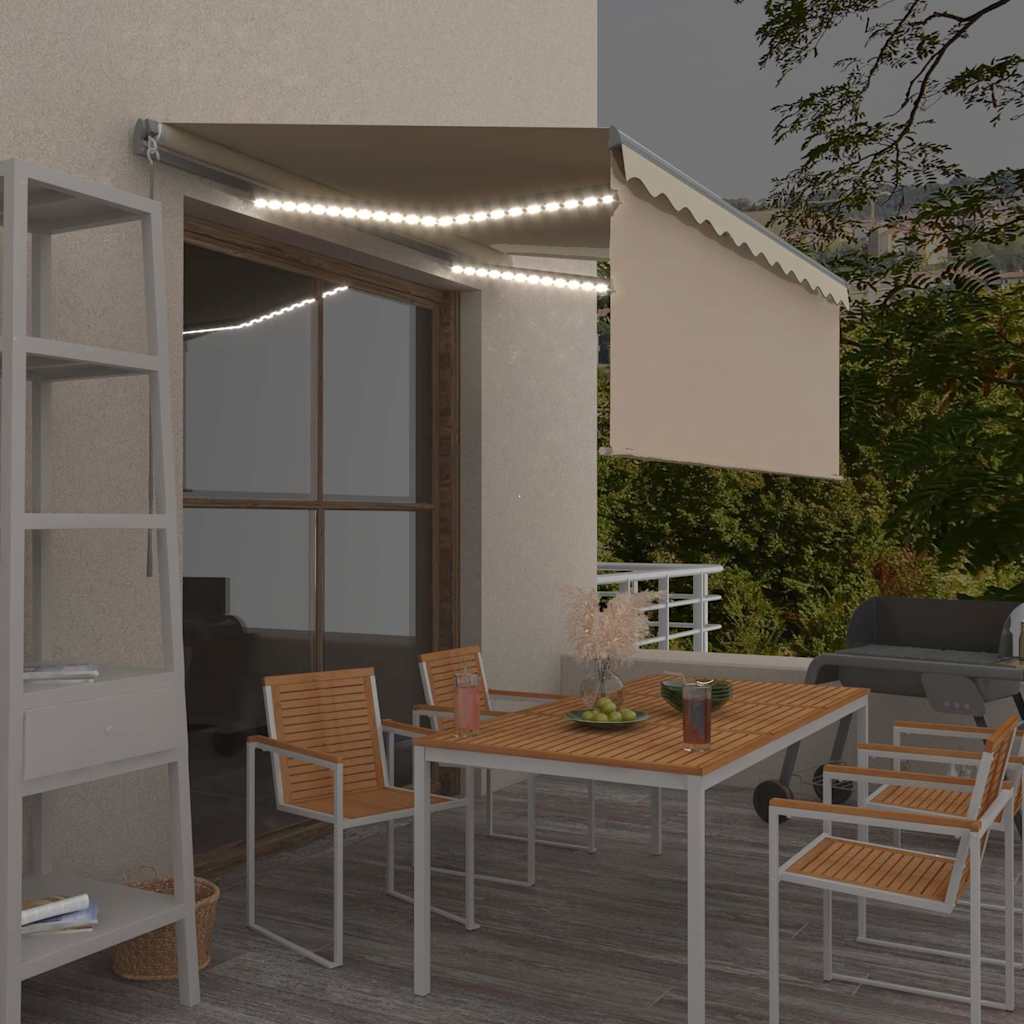 vidaXL Manual Retractable Awning with Blind&LED 3,5x2,5m Cream 1