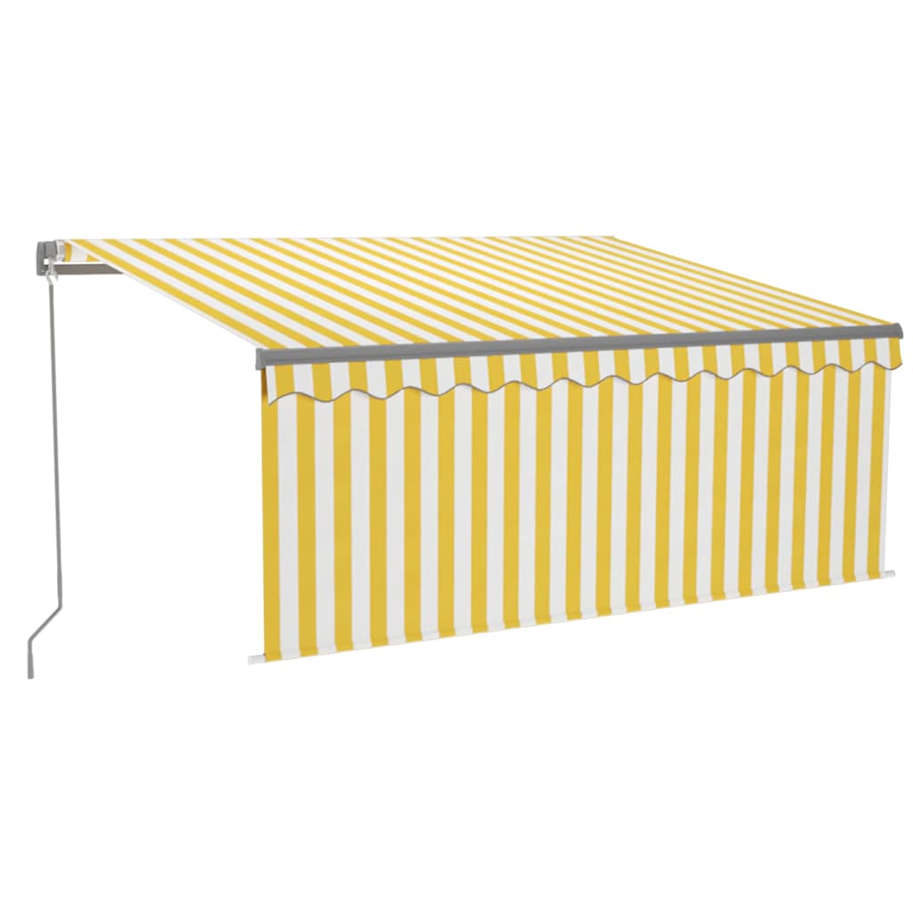 vidaXL Manual Retractable Awning with Blind&LED 3,5x2,5m Yellow&White 2