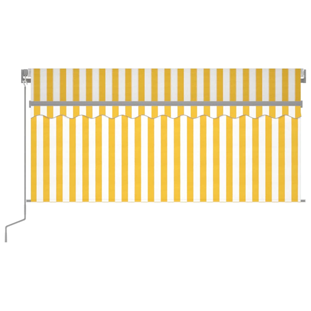 vidaXL Manual Retractable Awning with Blind&LED 3,5x2,5m Yellow&White 3