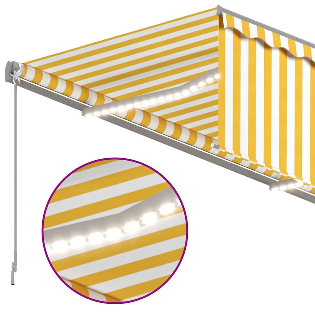 vidaXL Manual Retractable Awning with Blind&LED 3,5x2,5m Yellow&White 4