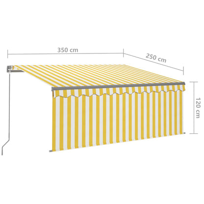 vidaXL Manual Retractable Awning with Blind&LED 3,5x2,5m Yellow&White 6