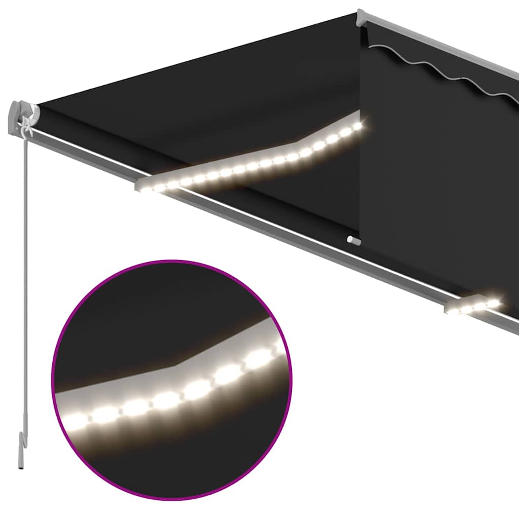 vidaXL Manual Retractable Awning with Blind&LED 3,5x2,5m Anthracite 4