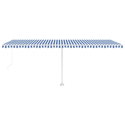 Manual Awning with Solar LED 4.5 x 3 m Drop 300 cm Blue and white