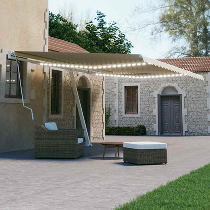 Manual Awning with Solar LED 4.5 x 3 m Drop 300 cm Cream